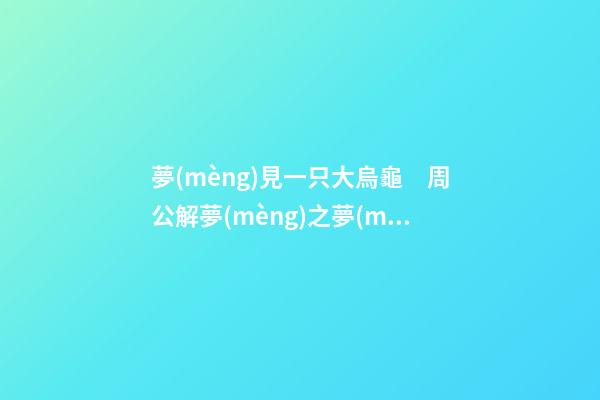 夢(mèng)見一只大烏龜　周公解夢(mèng)之夢(mèng)到一只大烏龜